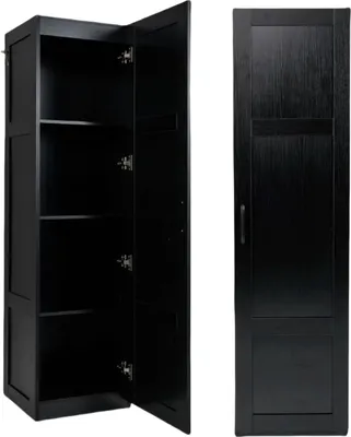 Produktbild von KOMFOTTEU 4 Etagen Hochschrank mit Metallgriff & Kippschutz, Aufbewahrungsschrank mit Einer Tür, Mehrzweckschrank schmal, Küchenschrank für Esszimmer, Küche, Badezimmer, 37,5 x 40 x 150 cm (Schwarz)