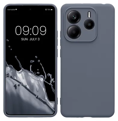 Produktbild von kwmobile Handyhülle für Xiaomi Redmi Note 14 5G (Nicht für 4G) Hülle - weiches Handy Silikon Case - Schutzhülle Cover - Blaugrau