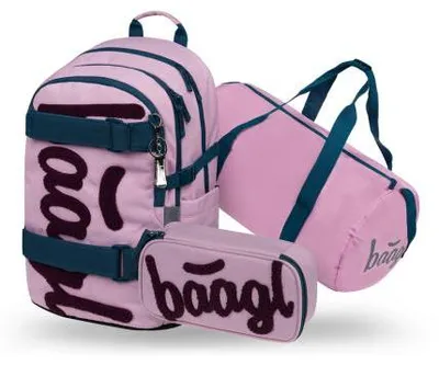Obrázek produktu pro BAAGL SET 3 Skate Rose: batoh, penál, sportovní taška GRS