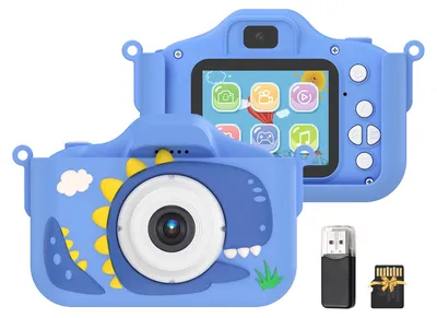 Zdjęcie produktu dla cyfrowy aparat fotograficzny 1080P dla dzieci, urocza cyfrowa kamera wideo dla dzieci, podwójny obiektyw, 2,0-calowy ekran IPS, 48?M zdjęć, wbudowana bateria, gry, smycz, karta TF 32?GB, czytnik kart USB, prezent urodzinowy i świąteczny dla chłopców i dziewczynek