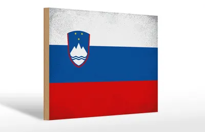 Produktbild von Holzschild Flagge Slowenien 30x20cm Flag Slovenia Vintage