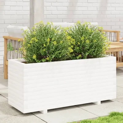 Zdjęcie produktu dla Maison Exclusive – donica na rośliny, biała, 110 x 40 x 49,5 cm, lite drewno sosnowe