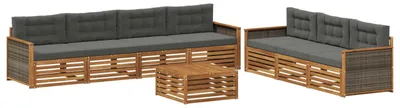 Produktbild von vidaXL Outdoor-Sofagarnitur mit Kissen 8 pcs Natur und Anthrazit