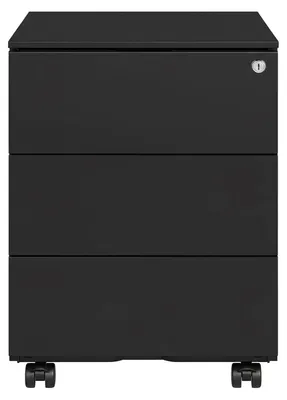 Image de Tiroir de bureau en métal verrouillable, avec 3 tiroirs | Noir mat | 39 x 45 x 55 cm