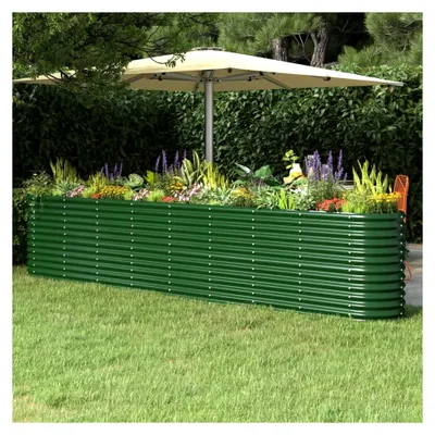 Produktbild von Hochbeet aus pulverbeschichtetem Stahl 332x40x68 cm Grün