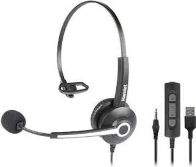 Immagine prodotto di Hamlet HHEADM-UJM Cuffie Cablato a Padiglione Ufficio USB tipo A Nero