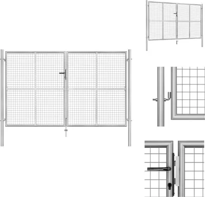 Obrázek produktu pro vidaXL Zahradní brána Pozinkovaná ocel 306 x 200 cm Stříbrná - Zahradní brány