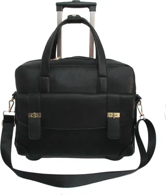 Produktbild von Luxus Damen Aktentasche Laptop 2 Rollen Schulter Gurt Trolley Schwarz Bowatex