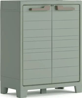 Image de Keter Keter Planet Armoire de rangement extérieure basse - 1 étagère - 44x80x100cm - Gris clair/Noir