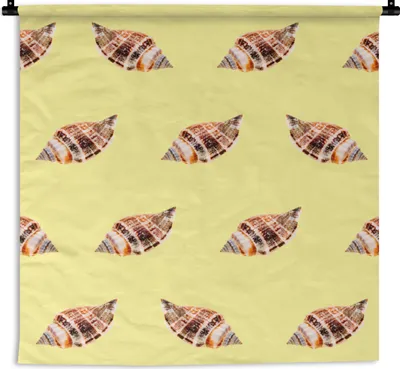 Produktbild von MuchoWow® Wandteppich Wandbehang Muscheln - Muster - Gelb 150x150 cm Tapisserie Dekoration Wandtuch - Wohnaccessoires - Modernes
