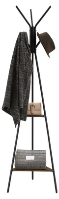 Image de Armoire vintage avec porte-vêtements – Structure en acier – 6 crochets – 2 étagères – 49 x 179 x 49 cm