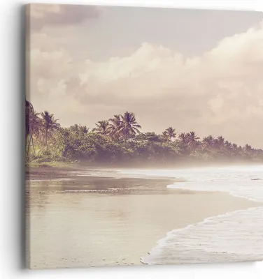 Produktbild von Bild auf Leinwand - Leinwandbild - Einteilig - Palmen Strand Wasser - 40x40cm - Wand Bild - Wanddeko - Wandbilder - Leinwanddruck - Bilder - Wanddekoration - Leinwand bilder - Wandbild - AC40x40-4917