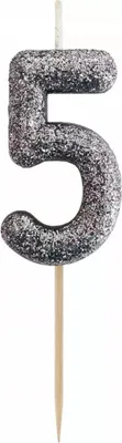 Image de Bougie scintillante Godan chiffre 5 noir (non parfumée)