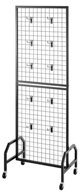 Obrázek produktu pro Mřížkový nástěnný panel 600 x 1640 mm Drátěný regál s kolečky a 10 háčky