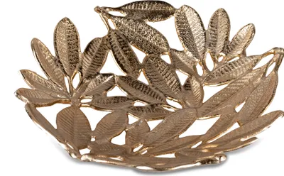 Produktbild von Deko Schale rund 38cm Alu Blatt gold Tisch Deko formano
