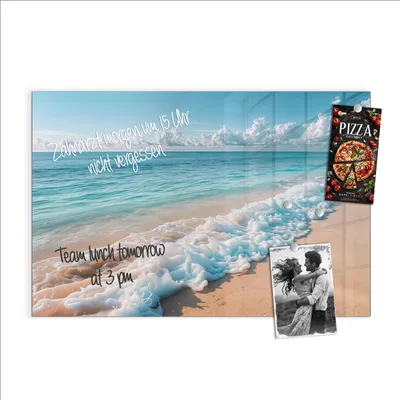 Produktbild von Magnettafel 90x60cm Pinnwand Whiteboard beschreibbar - Strand Surf Wellen