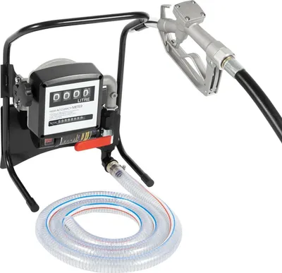 Produktbild von Elektrische Ölpumpe - Diesel Förderpumpe - 220V AC - 45 l/min hohe Förderleistung - 200W Gusseisen - 10 m Saughöhe mit manueller Zapfpistole - schwarz