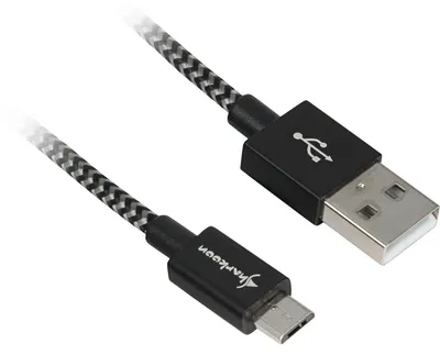 Produktbild von USB 2.0 Kabel, USB-A Stecker > Micro-USB Stecker (schwarz/grau, 1 Meter, gesleevt)