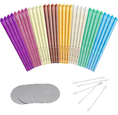 Produktbild von Ohrenkerzen Set mit 32 Stück, 8 Duftvarianten, inkl. 16 Schutzscheiben & 32 Wattestäbchen