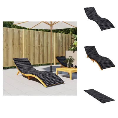 Image de vidaXL Coussin pour chaise longue Noir Motif à carreaux Tissu Oxford - Coussin d'assise