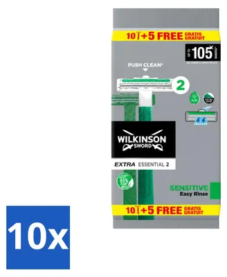 Imagen del producto de 10 afeitadoras desechables Wilkinson Extra 2 Sensitive – Paquete económico – 10 unidades