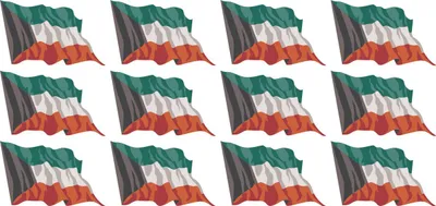 Produktbild von Mini Aufkleber Set - Pack wehend - 50x31mm - selbstklebender Sticker - Kuwait - Flagge / Banner / Standarte fürs Auto, Büro, zu Hause und die Schule - 12 Stück