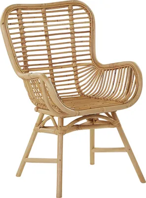 Image de Chaise BELIANI Marron clair Chaise de salle à manger d'intérieur en rotin Meubles de salon Dossier haut