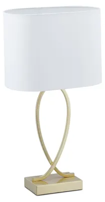 Obrázok produktu pre Stolná lampa Relaxdays, nočná lampa s látkovým tienidlom, VxŠxH: 51 x 28 x 18 cm, E27, stolná lampa do obývačky, zlatá/biela