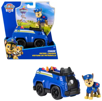 Produktbild von PAW Patrol Chase-Figur mit Polizei-Fahrzeug, stabiles Basis-Fahrzeug (2025), authentisches Spielzeug zur Serie für Kinder ab 3 Jahren, Polizeiwagen, 3 Jahr(e), Kunststoff, Schwarz, Blau