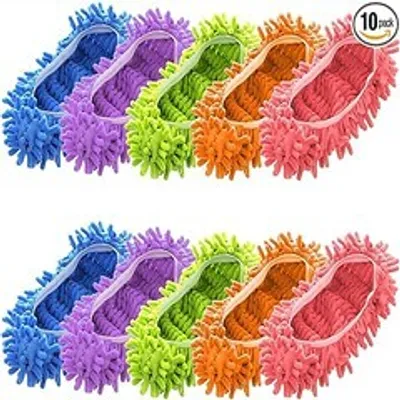 Produktbild von Staubwischer Schuhe Abdeckung, Chenille Faser Waschbare Staubmop, Hausschuhe Bodenreinigung, für Mop Staub Staubtuch (10-St)