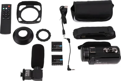 Zdjęcie produktu dla Kamera wideo 4K, 18-krotny zoom cyfrowy, 3-calowy ekran dotykowy, 64 MP UHD vlog z stabilizatorem mikrofonu, pilot zdalnego sterowania, karta 32 GB, 2 baterie f
