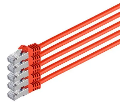 Produktbild von RJ45 Patchkabel m. CAT 7 Rohkabel  PIMF rot 2m