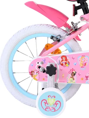 Immagine prodotto di Bicicletta per bambini Volare Magic Royals, rosa, 14 pollici, con due freni a mani, cestino e ruote stabilizzatrici