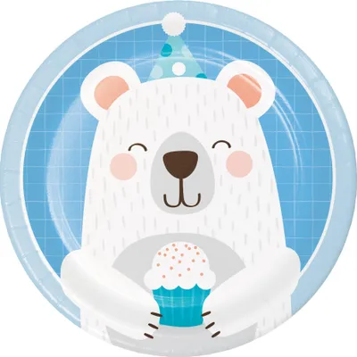 Produktbild von Kleine Pappteller Eisbärmotiv 18 cm - Einheitsgröße