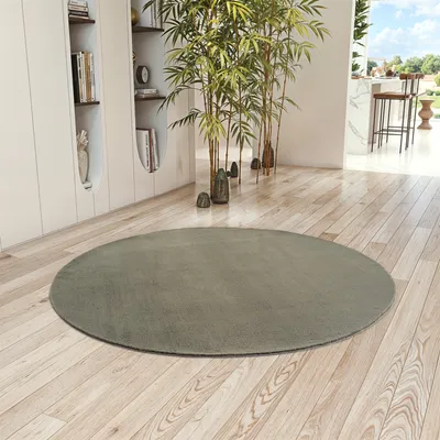 Produktbild von Teppium Waschbarer Kurzflor Teppich, rutschfest & weich, Modernes Einfarbig Design für Wohnzimmer, Schlafzimmer, Grösse: 80 cm Rund