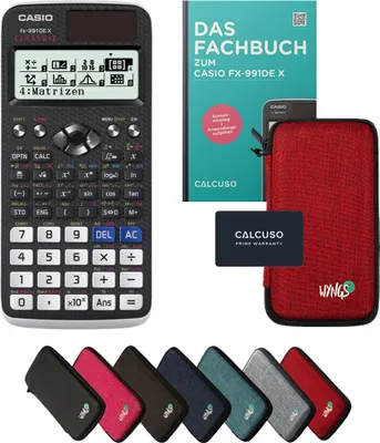 Produktbild von Casio fx-991DE X inkl. Schutztasche Rot & Fachbuch (128 Seiten, DIN A5) – Wissenschaftlicher Rechner  – Smart Set