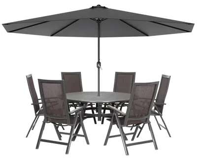 Produktbild von Sonnenschirm Gartenschirm Terrassenschirm - 300 cm / 350 cm - Aluminium - UV-Schutz 40+ - Dunkelgrau - Für Balkon, Garten und Terrasse