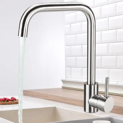 Zdjęcie produktu dla Kran kuchenny 360° obrotowy - jednouchwytowy - stal nierdzewna - trwały - łatwy w montażu - głowica ceramiczna - kran mieszający