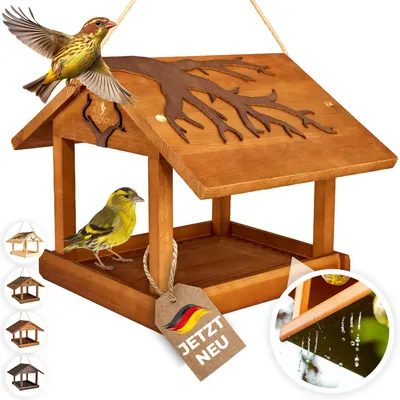 Produktbild von Vogelhaus aus Holz wetterfest | Futterhaus für Wildvögel zum Aufhängen für Garten & Balkon