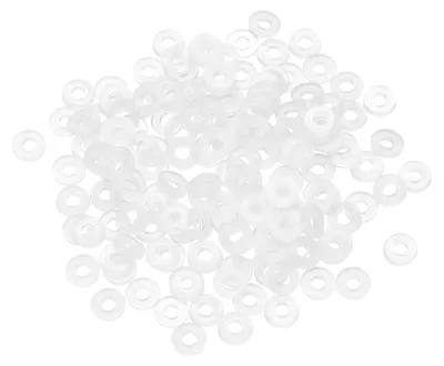 Productafbeelding van 155 stuks kunststof ringen, M2,5 x 5 x 1 mm, rond, plat, nylon, wit