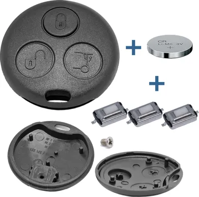 Produktbild von Auto Schlüssel Funk Fernbedienung 1x Gehäuse + 3X Mikrotaster + 1x CR1225 Batterie + 1x passende Schraube kompatibel mit SMART