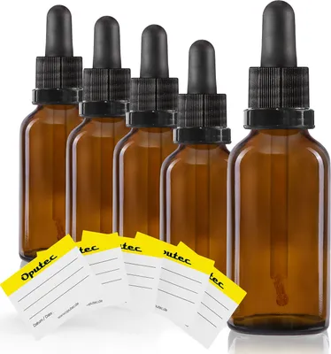 Obrázek produktu pro 5 x 30 ml lahvička s pipetou, hnědé sklo, standardní skleněná pipeta