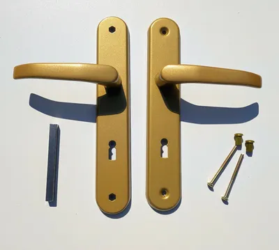 Produktbild von Türgriff Langschild Türbeschlag Drückergarnitur Türklinke 72mm Gold BB