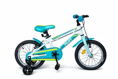 Image de Pilot Bike, vélo pour enfants 16 pouces avec roues d'appui, vélo pour garçon, 1 vitesse, freins V-brake, blanc et bleu, SONETKO