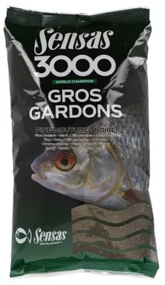 Zdjęcie produktu dla Sensas 3000 Gros Gardons Noire Fine Mouture – duża płoć, czarna, drobno zmielona, 1 kg