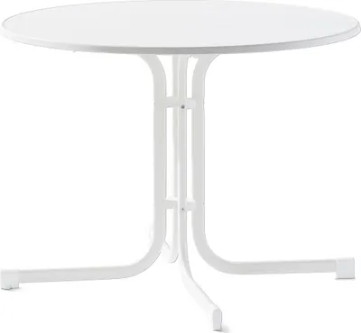 Produktbild von Tisch 136/W 100 cm weiß Gestell aus Stahl in weiß, Tischplatte aus Mecalit®-Pro in weiß