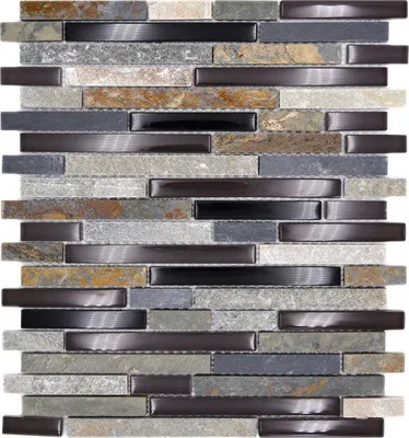 Produktbild von Glasmosaik mit Naturstein XCM MV788 grau/schwarz 29,8x33,8 cm