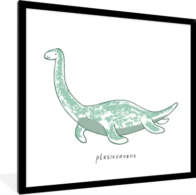 Produktbild von MuchoWow® Gerahmtes Poster Kinderzimmer - Dinosaurier - Plesiosaurier - Junge - Mädchen - Kinder 40x40 cm - Poster mit Schwarzem Bilderrahmen Wandposter Rahmen Foto Bilder - Mit Rahmen - Wanddekoration Schlafzimmer