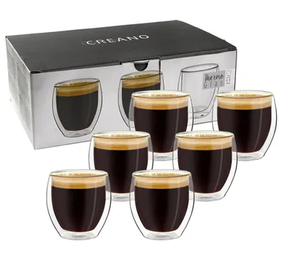 Zdjęcie produktu dla Szklanki termiczne szklanki do espresso - 80 ml - Szkło borokrzemowe - Zestaw 6 sztuk