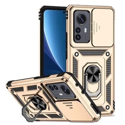Obrázek produktu pro Pouzdro pro Xiaomi 12 Pro dvouvrstvé pouzdro s posuvným krytem kamery a prstencovým stojánkem Zlato